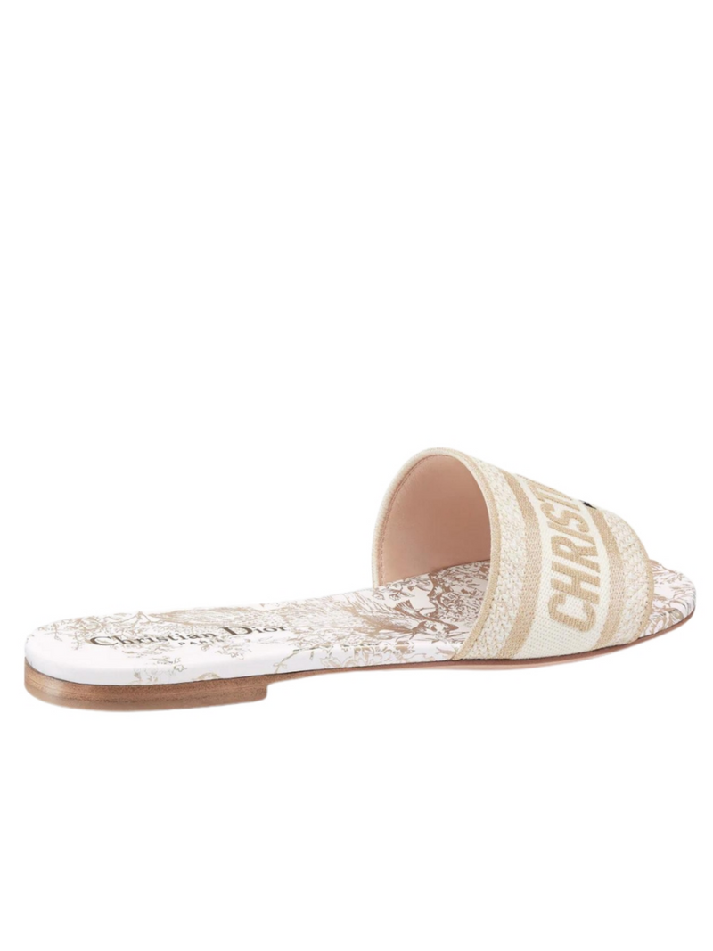DIOR DWAY SLIDE WHITE AND GOLD