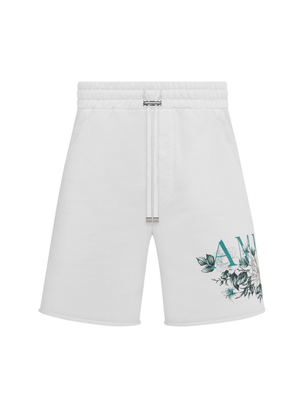 AMIRI FLORAL SWEAT SHORTS WHITE