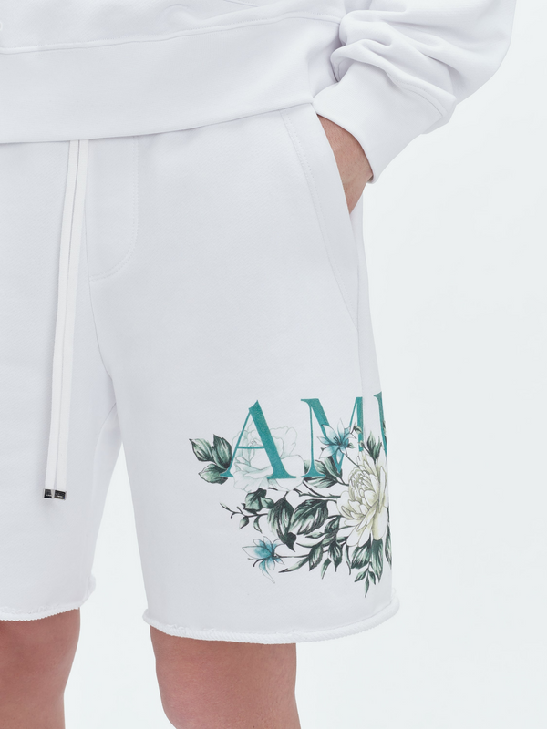 AMIRI FLORAL SWEAT SHORTS WHITE