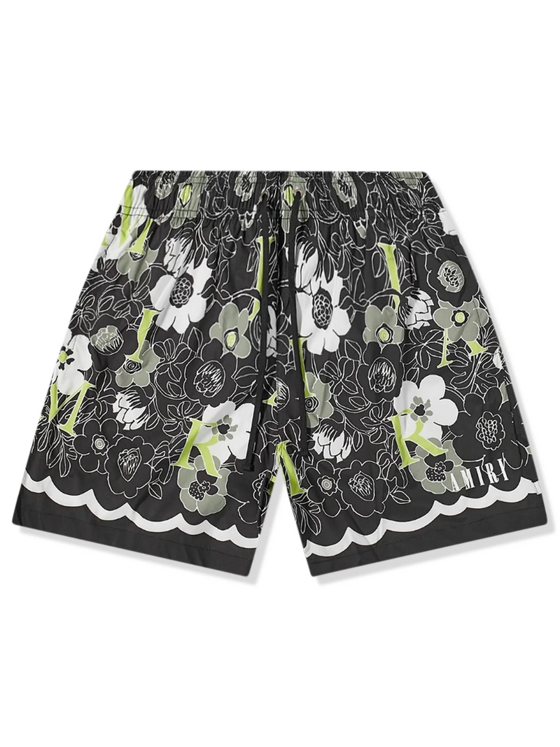 AMIRI FLOWER SWIM SHORTS BLACK GREEN