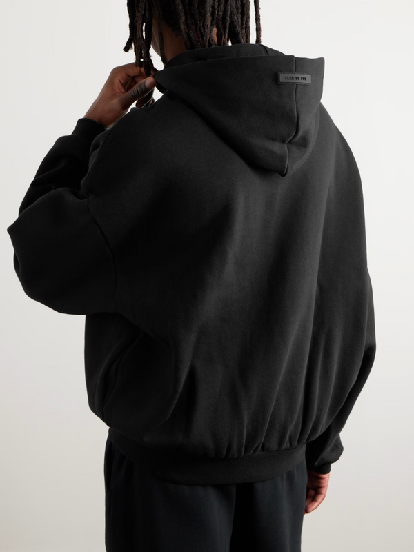 ESSENTIALS LOGO HOODIE BLACK