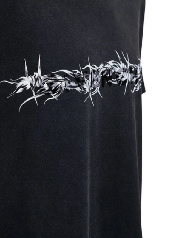 GIVENCHY BARBED WIRE RAISED LOGO TEE CHARCOAL BLACK