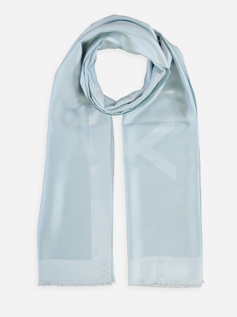 GIVENCHY SILK BLEND LOGO SCARF BLUE