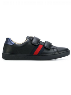 GUCCI ACE SNEAKERS BLACK LEATHER WOMENS