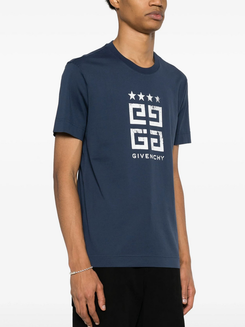 GIVENCHY 4G STARS LOGO TEE NAVY