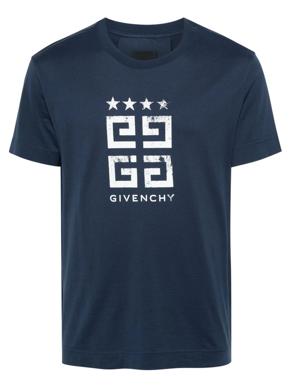 GIVENCHY 4G STARS LOGO TEE NAVY