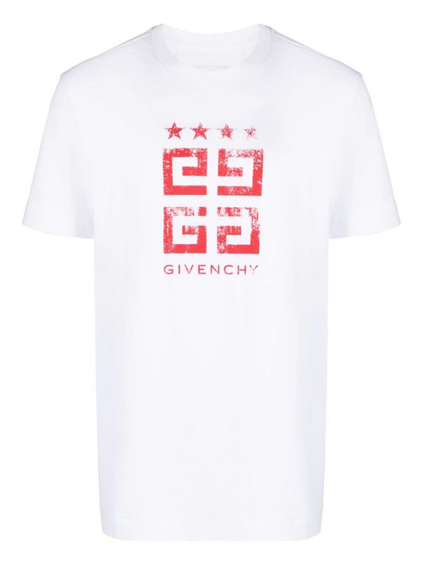 GIVENCHY 4G STARS LOGO TEE WHITE RED