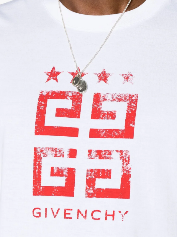 GIVENCHY 4G STARS LOGO TEE WHITE RED