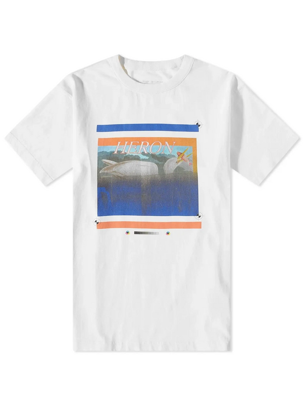 HERON PRESTON MISPRINTED HERON TEE WHITE