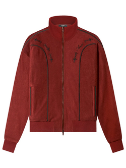 AMIRI JOHNNY VELOUR TRACK JACKET CLAY