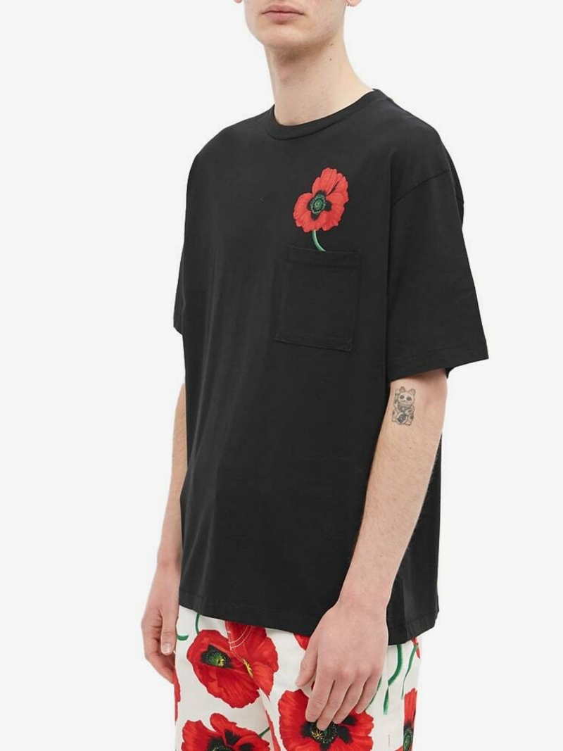 KENZO POPPY POCKET OVERSIZED TEE BLACK