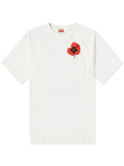 KENZO POPPY POCKET OVERSIZED TEE WHITE