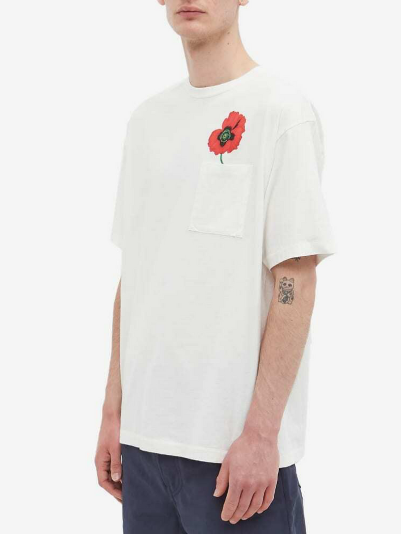 KENZO POPPY POCKET OVERSIZED TEE WHITE