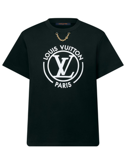 LV WOMENS FLOCKED T-SHIRT BLACK