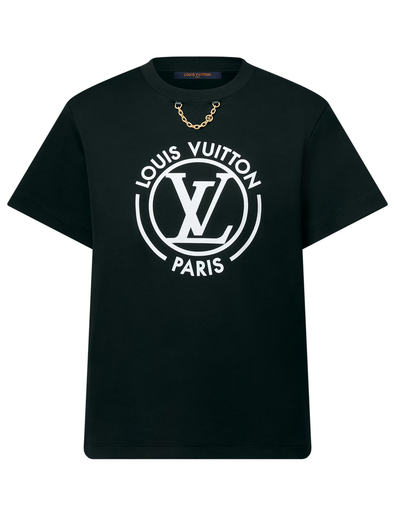 LV WOMENS FLOCKED T-SHIRT BLACK