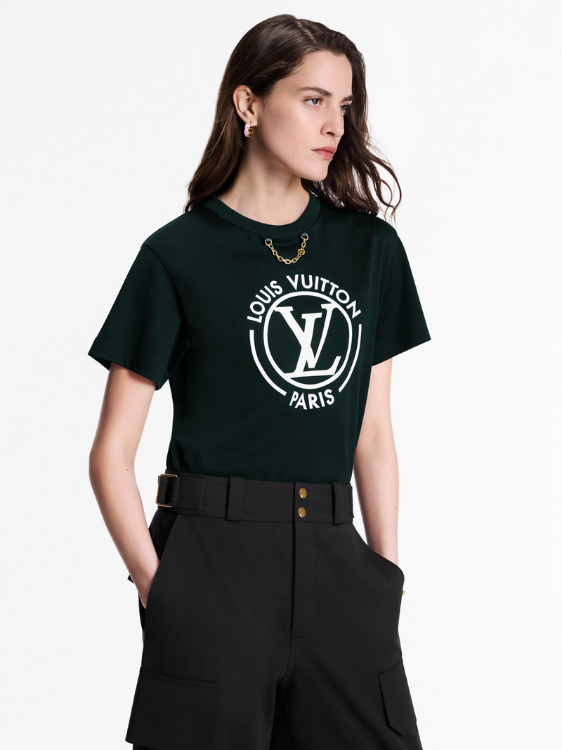 LV WOMENS FLOCKED T-SHIRT BLACK