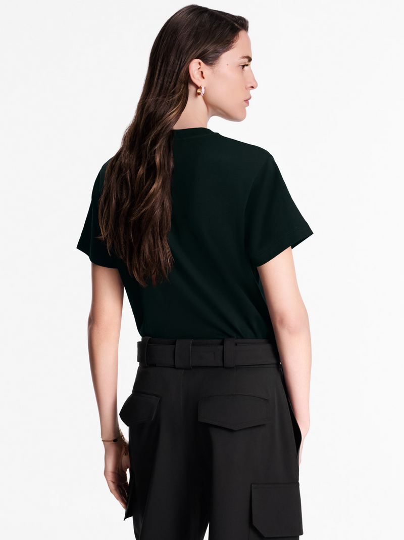 LV WOMENS FLOCKED T-SHIRT BLACK