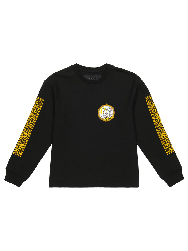 AMIRI KIDS LANDSCAPE FRAME LONG SLEEVE TEE BLACK