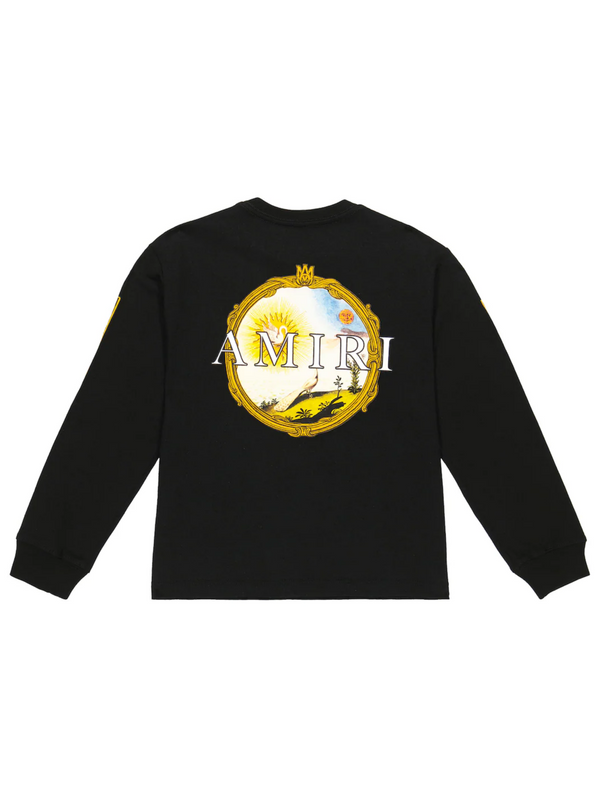 AMIRI KIDS LANDSCAPE FRAME LONG SLEEVE TEE BLACK