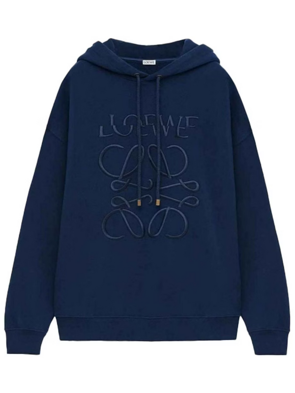LOEWE SPLIT LOGO EMBROIDERED HOODIE NAVY – Notorious Plug