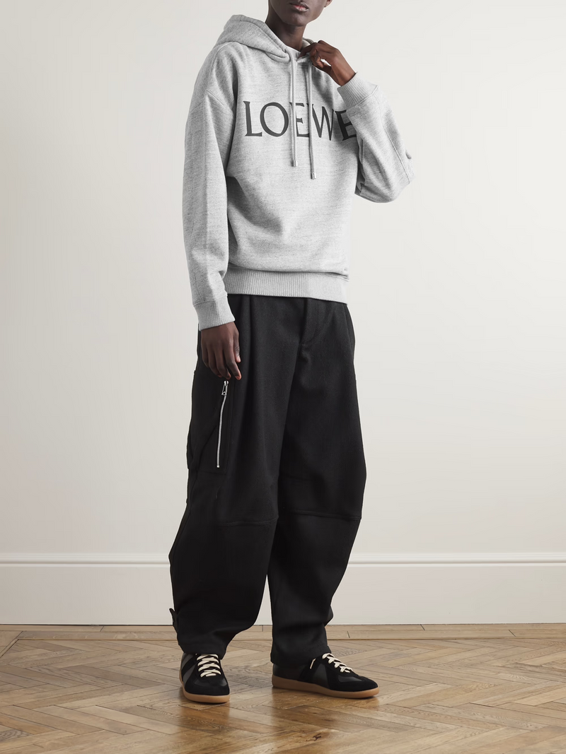 LOEWE CHEST LOGO HOODIE GREY