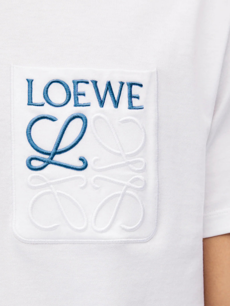 LOEWE ANAGRAM POCKET TEE WHITE BLUE