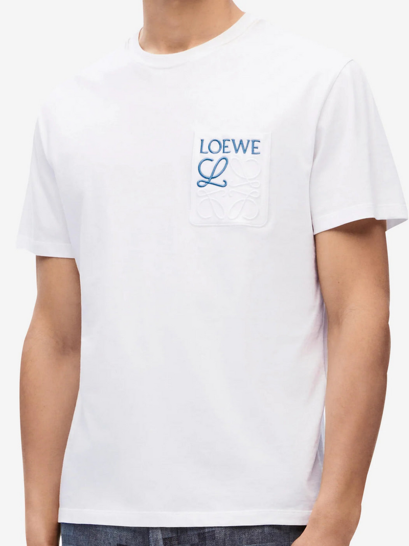 LOEWE ANAGRAM POCKET TEE WHITE BLUE