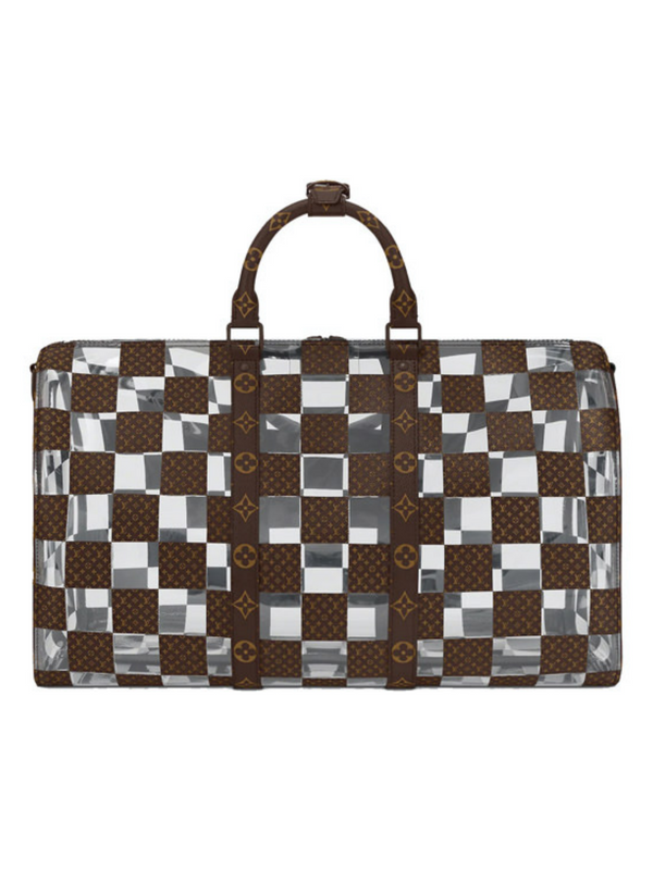 LOUIS VUITTON KEEPALL BANDOULIÈRE 50 MONOGRAM CHESS BROWN/CLEAR