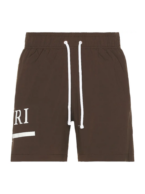 AMIRI MA BAR LOGO SWIM SHORTS BROWN