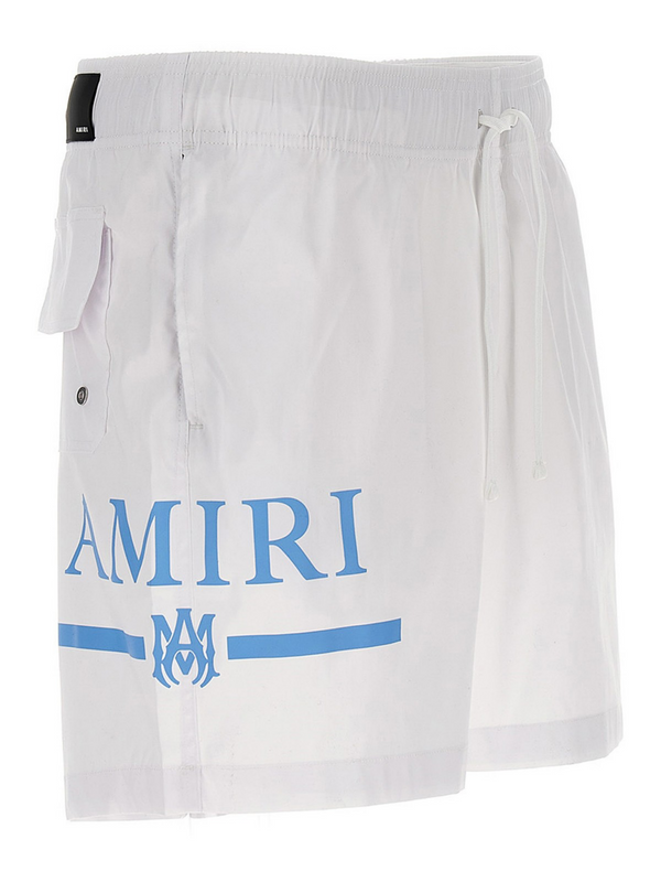 AMIRI MA BAR LOGO SWIM SHORTS WHITE