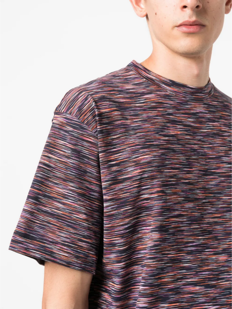 MISSONI SPACE DYE STRIPED TEE NAVY ORANGE