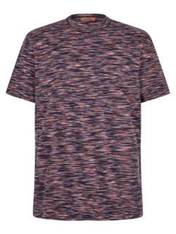 MISSONI SPACE DYE STRIPED TEE NAVY ORANGE