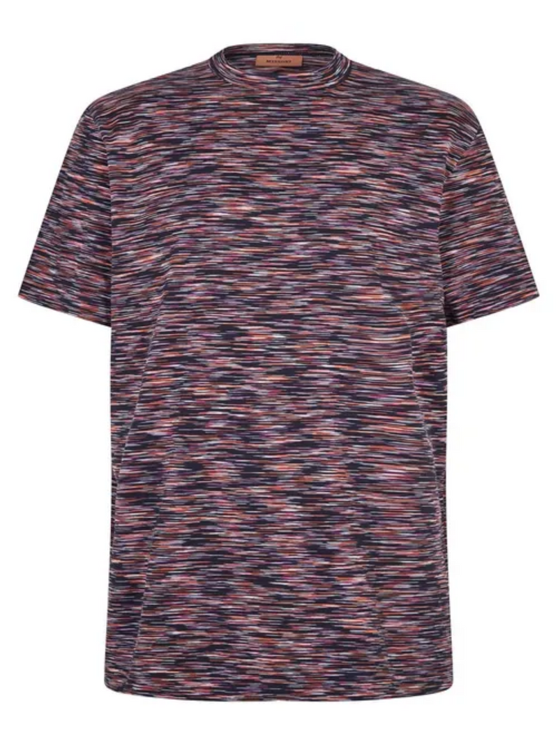 MISSONI SPACE DYE STRIPED TEE NAVY ORANGE