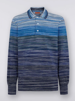 MISSONI SPACE DYE LONG SLEEVE POLO SHIRT