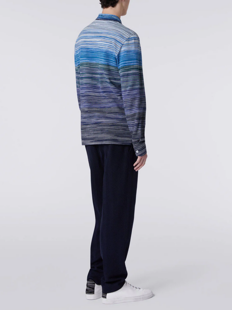 MISSONI SPACE DYE LONG SLEEVE POLO SHIRT