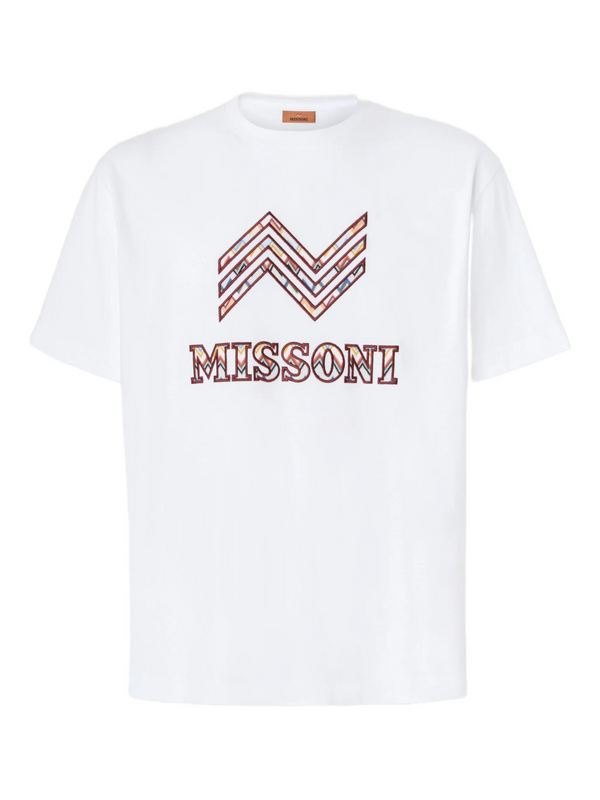 MISSONI EMBROIDERED ZIG ZAG LOGO TEE WHITE