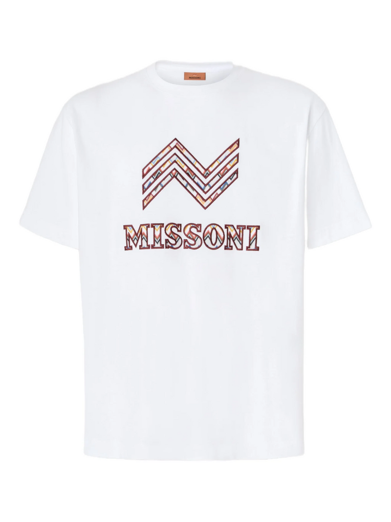 MISSONI EMBROIDERED ZIG ZAG LOGO TEE WHITE
