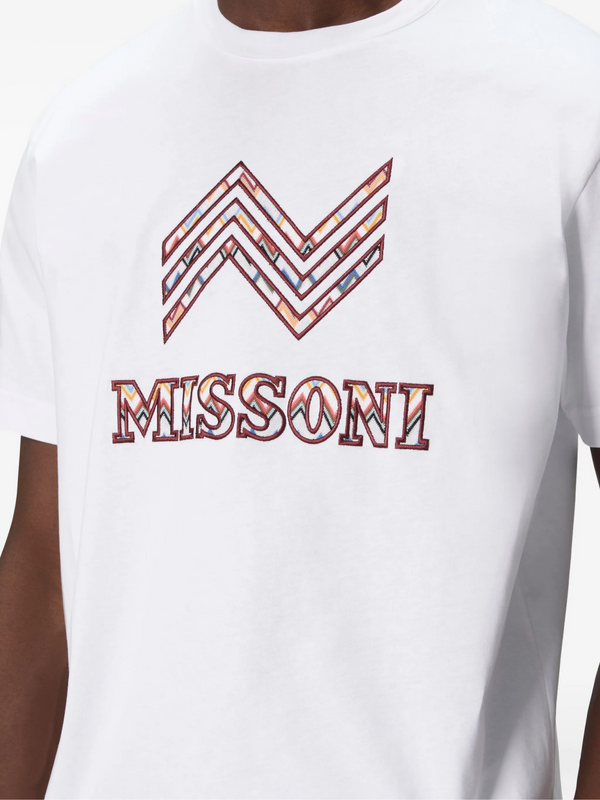 MISSONI EMBROIDERED ZIG ZAG LOGO TEE WHITE
