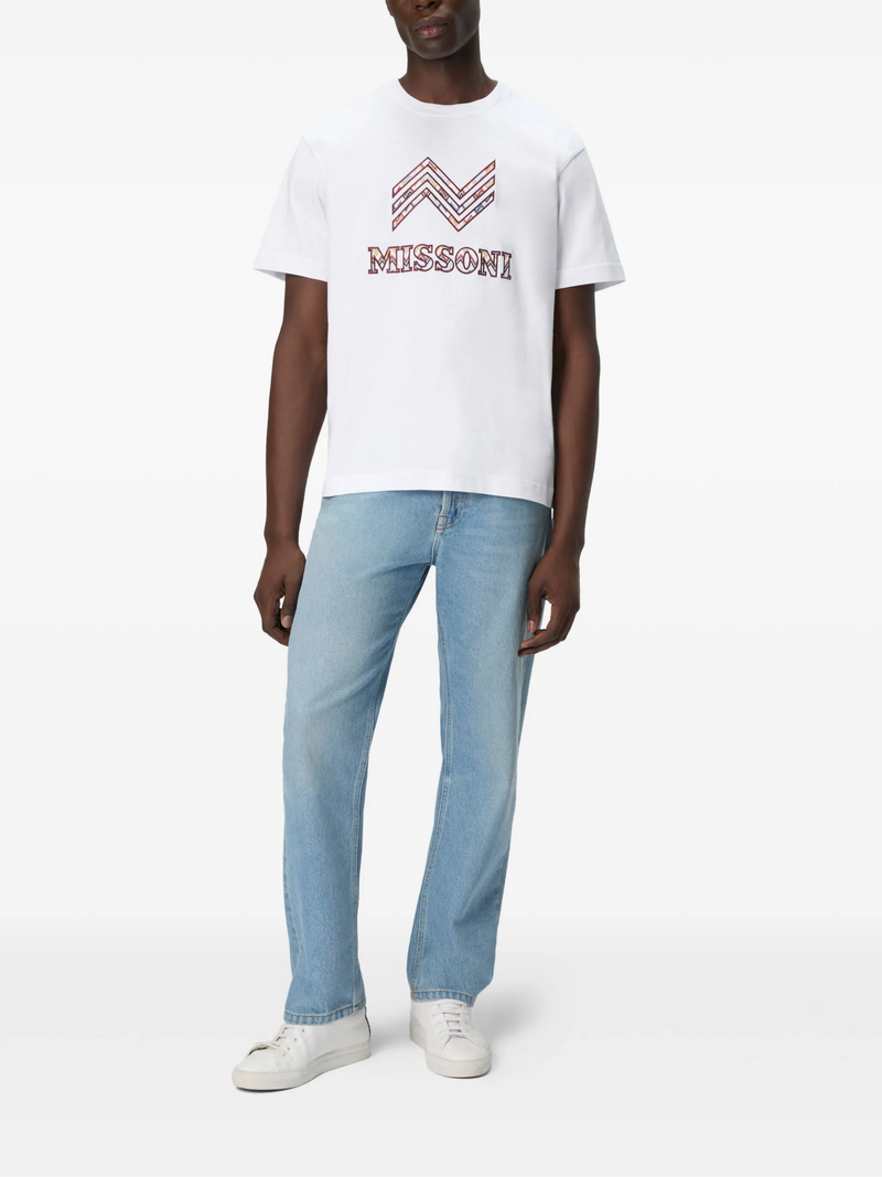 MISSONI EMBROIDERED ZIG ZAG LOGO TEE WHITE