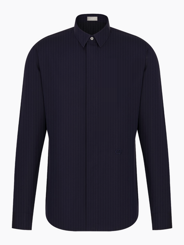 DIOR SHIRT WITH BEE EMBROIDERY NAVY STRIPED