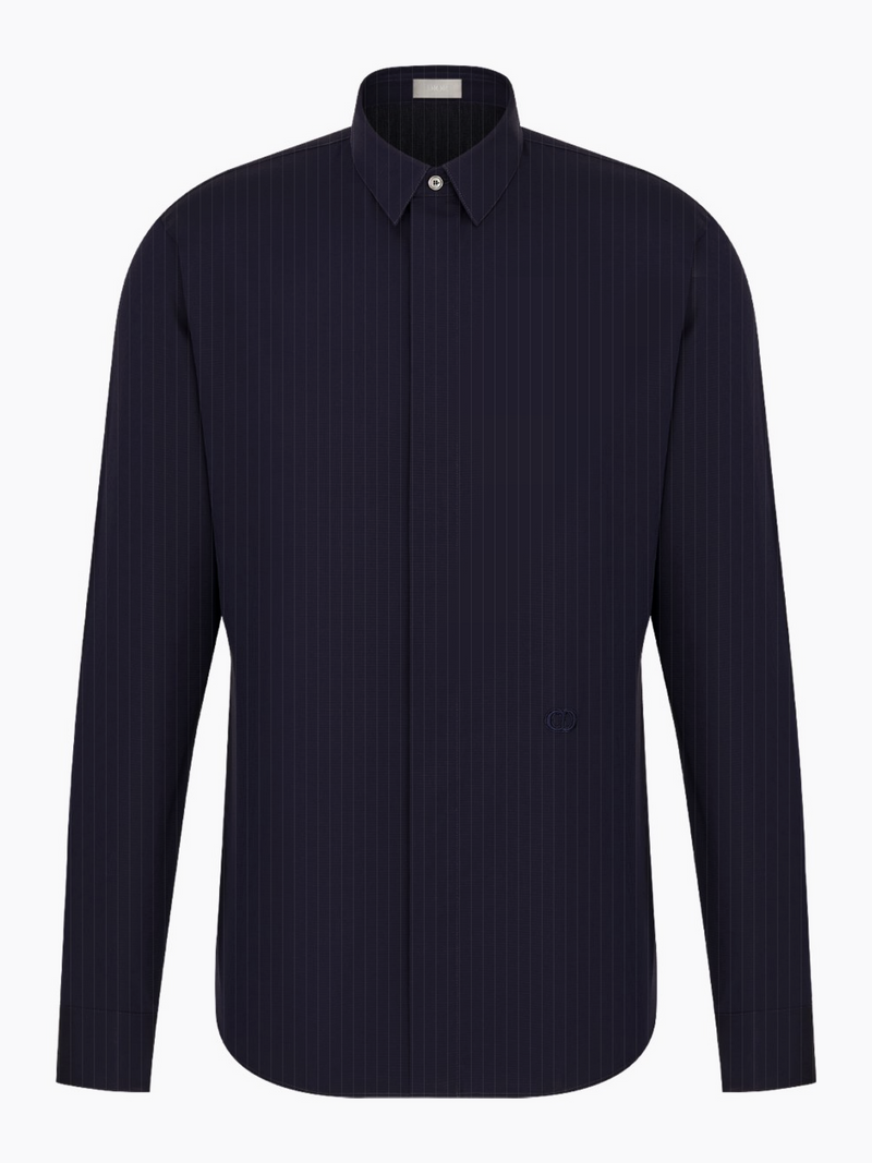 DIOR SHIRT WITH BEE EMBROIDERY NAVY STRIPED