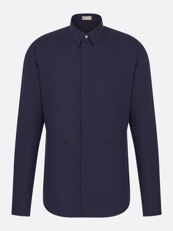 DIOR SHIRT WITH BLACK BEE EMBROIDERY NAVY
