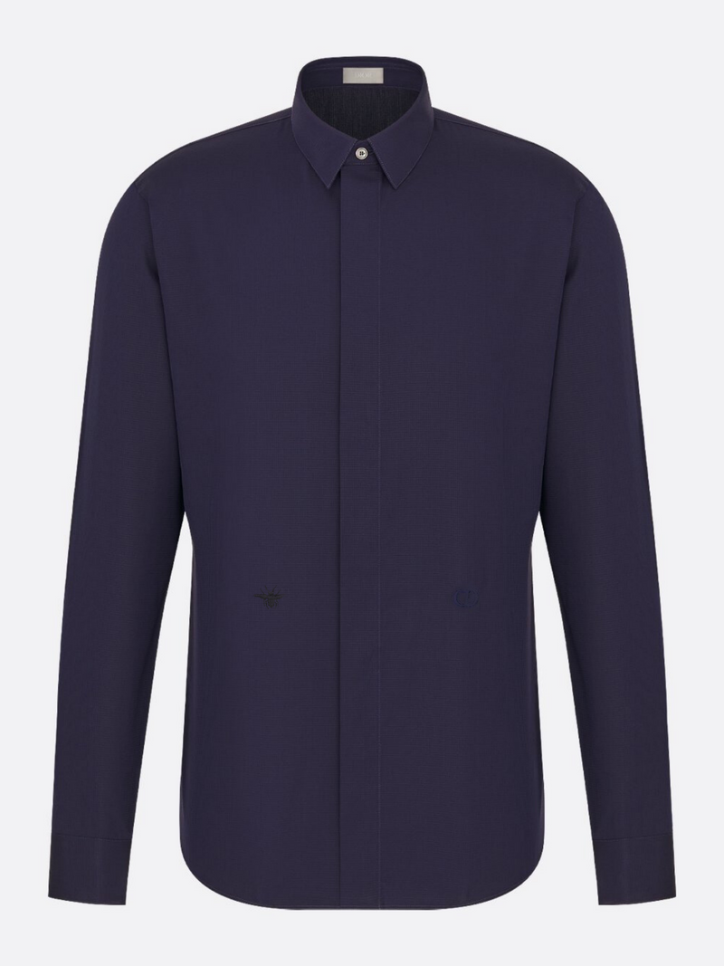 DIOR SHIRT WITH BLACK BEE EMBROIDERY NAVY