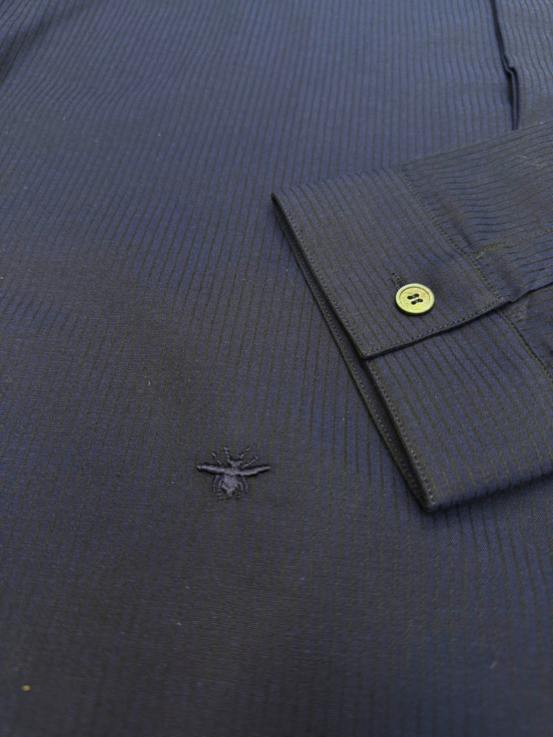 DIOR SHIRT WITH BEE EMBROIDERY NAVY STRIPED