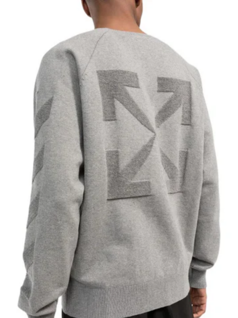 OFF-WHITE DIAG 3D ARROW KNIT SWEATER GREY