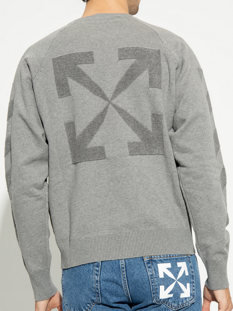 OFF-WHITE DIAG 3D ARROW KNIT SWEATER GREY