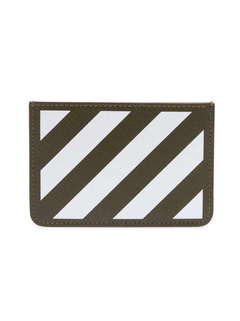 OFF-WHITE DIAG STRIPE CARD HOLDER MILITARY GREEN