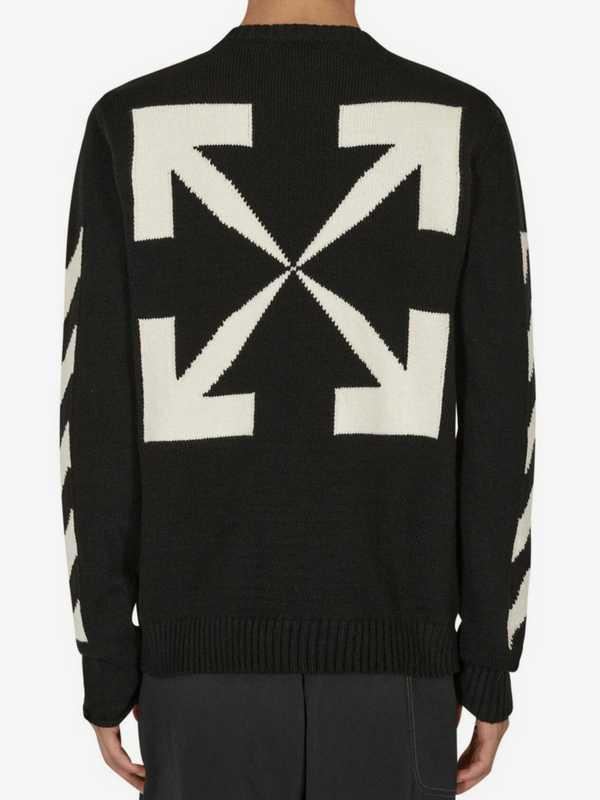 OFF-WHITE DIAG ARROW KNIT CREWNECK BLACK WHITE