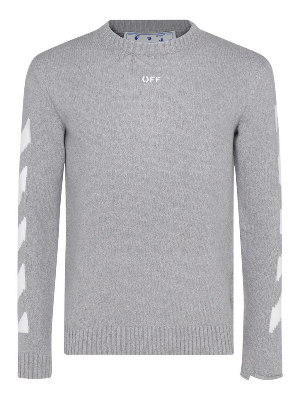 OFF WHITE DIAG ARROW KNIT CREWNECK GREY WHITE Notorious Plug