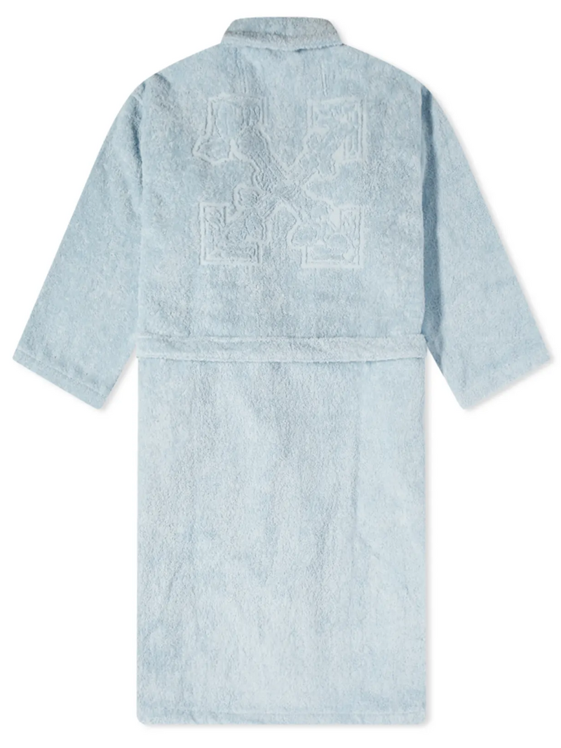 OFF-WHITE ARROW LEAVES LOGO BATHROBE LIGHT BLUE